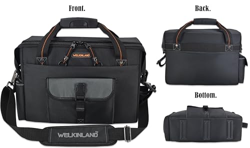 WELKINLAND 15-Pockets Electrician tool box, Large-open Electrical bag, Stand-alone Tech tool bag, Service tool bag, Electrician bags, Electrician tool bag, Electrion tool bag, Maintenance tool bag
