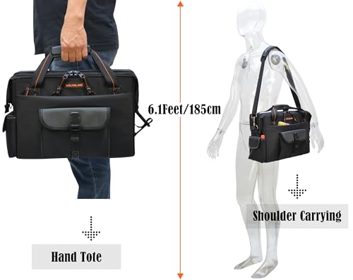 WELKINLAND 15-Pockets Electrician tool box, Large-open Electrical bag, Stand-alone Tech tool bag, Service tool bag, Electrician bags, Electrician tool bag, Electrion tool bag, Maintenance tool bag