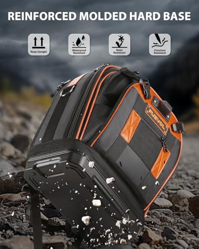 Tool Backpack with Laptop Compartment, Full-Open Tool Bag, Hvac Tool Bags, Heavy Duty Electrician/Construction/Carpentry Work Backpack for Men With Removable Tool Organizer and Phone Pocket, Orange