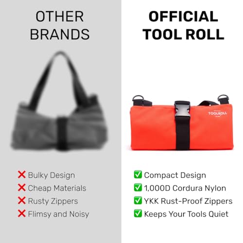 Official Maverick Tool Roll Bag - Easy to Carry 5-Pocket Roll Up Tool Bag - Durable Waterproof Canvas, YKK Zippers & Secure Buckle - A Loving Gift for Dads, Mechanics, Electricians & Hobbyists | Black