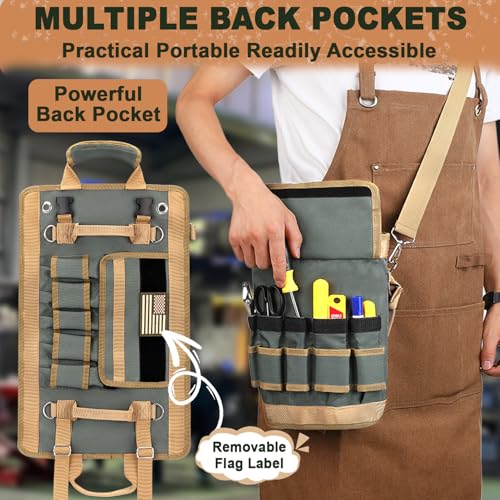 WEREWOLVES Tool Roll up Bag, Roll Tool Bag Organizer with 2 Detachable Tool Pouch, Multifunctional Waterproof Tool Roll Organizer, Multi-pocket Tool Bag for Motorcycle/Truck/Electrician/Mechanic