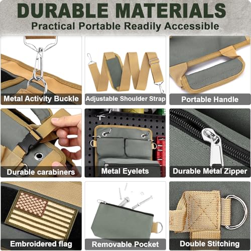 WEREWOLVES Tool Roll up Bag, Roll Tool Bag Organizer with 2 Detachable Tool Pouch, Multifunctional Waterproof Tool Roll Organizer, Multi-pocket Tool Bag for Motorcycle/Truck/Electrician/Mechanic