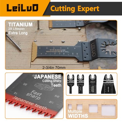 LEILUO 34 Pcs Multitool Blade Kits for Wood Nails Drywall Cutting Oscillating Saw Blades Universal Oscillating Tool Accessories with Storage Bag Compatible with DeWalt Makita Dremel and More