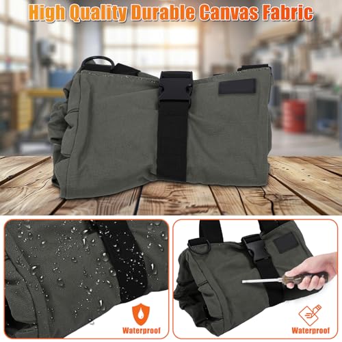 Tool Roll Up Bag, Tool Roll Bag Organizer, Portable Tool Pouche 6 Zippers Pockets, Multi-Purpose Electricians Tool Roll Bag for Wrench Screwdriver Socket Pliers