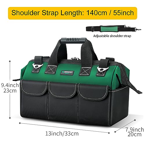 WINHUNT Tool Bag, 13 Inch Tool Bags Organiser, Robust Tool Bags, Tool Storage Bag with Wide Mouth, Small Multifunctional Bag, Electrician Shopping Bag