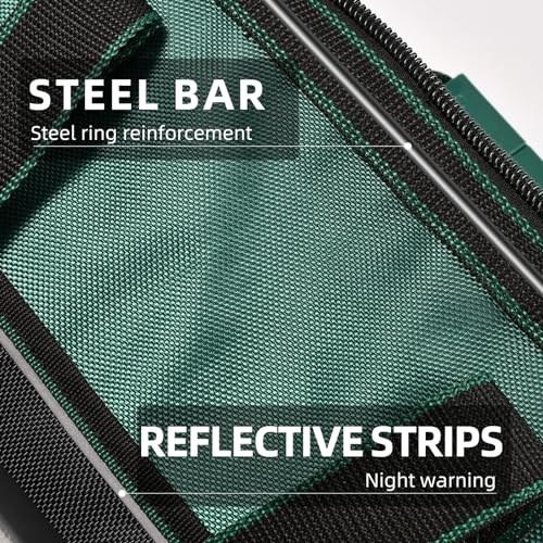 XIANGLE Tool Bag, 23 inch Tool Bag, Wide Mouth Waterproof Tools Storage Bag, Black & Green Tool Bag with Adjustable Shoulder Strap for Men/Women (1680D)