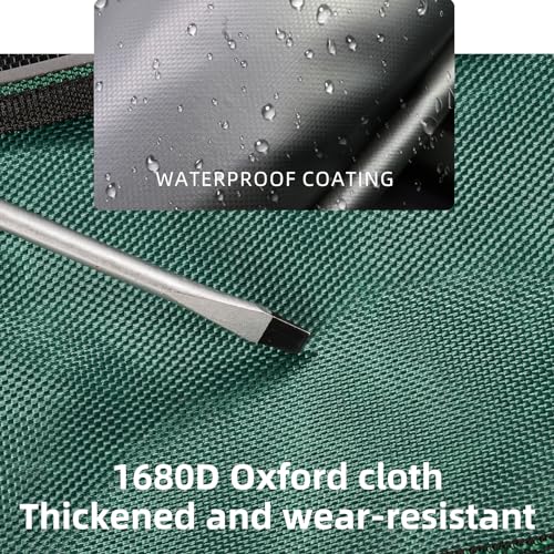 XIANGLE Tool Bag, 23 inch Tool Bag, Wide Mouth Waterproof Tools Storage Bag, Black & Green Tool Bag with Adjustable Shoulder Strap for Men/Women (1680D)