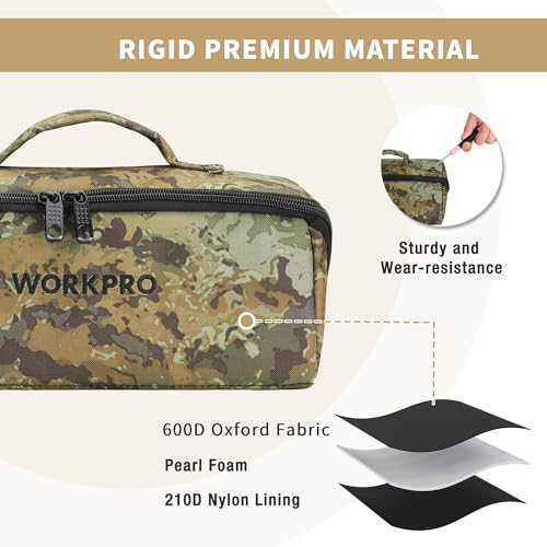 WORKPRO Tool Bag with Zipper, 10" Utility Wide Mouth Heavy Duty Tool Storage Bag, Multipurpose Zipper Tool Pouch Tote Bag for Organizer 3-pack, Camo