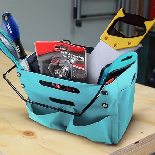 Tool Storage Telescoping Ladder Bag, Convenient Folding Tool Pouch, Portable Cloth Bag, Handy Multifunctional Bag For Repair Work, Foldable Utility Tool Organizers Bag, Light Blue