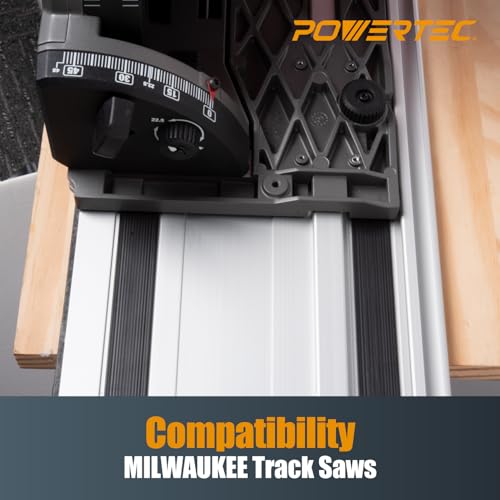 POWERTEC 110" Track Saw Guide Rail Connector Set w/Protective Bag for Milwaukee Track Saw | Includes 2x55" Aluminum Extruded Guide Rails and (2) Guide Rail Connectors for Woodworking Projects (71960)