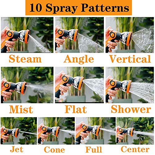 Metal Garden Hose Nozzle Set, 10 Patterns, Thumb Control
