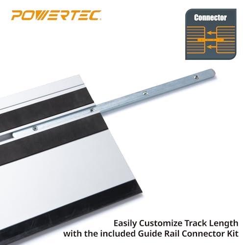 POWERTEC 110" Track Saw Guide Rail Connector Set w/Protective Bag for Milwaukee Track Saw | Includes 2x55" Aluminum Extruded Guide Rails and (2) Guide Rail Connectors for Woodworking Projects (71960)