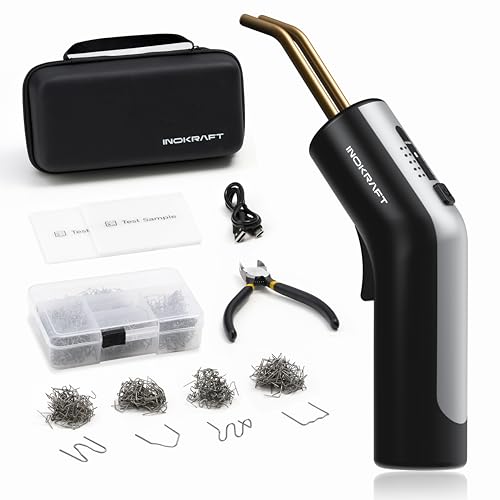 InoKraft Plastic Welding Kit, Ergonomic Design Plastic Welder with 500 Staples, Usb Charge Welding Kit with Portable Storage Bag for Bumper Repair, Plastic DIY Projects and other Plastic Repairs