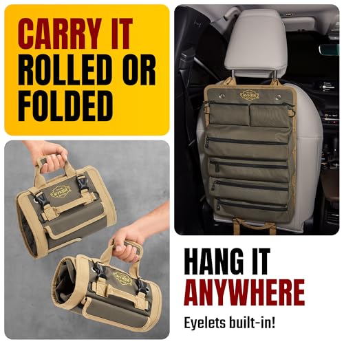 The Ryker Bag Tool Organizer Bag Tool Roll Up Bag w/Detachable Pockets. Gifts for Dad Roll Up Tool Bag Organizer for Mechanic Tool Bag Small Car Portable Tool Bag Roll Up Tool Roll Bag Organizer
