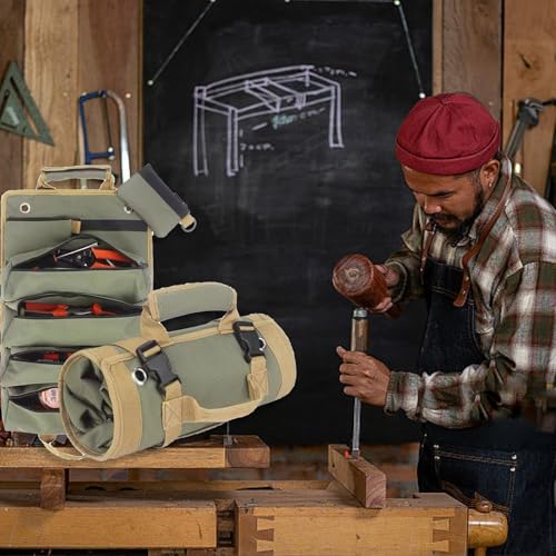 Generic Tool Roll Bag Storage Bag, 6 Tool Roll Bag, Foldable Storage Multifunctional Large Capacity Roll Bag Convenient Tool Bag,Tool Roll Organizer For Mechanic, Electrician & Hobbyist (Green)