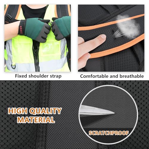 Tool Backpack Bag, Durable Electrician Backpack Tool Bag for HVAC with Waterproof Molded Base, Construction Work Heavy Duty Tools Organizer Bags with Combination Lock Large - Green