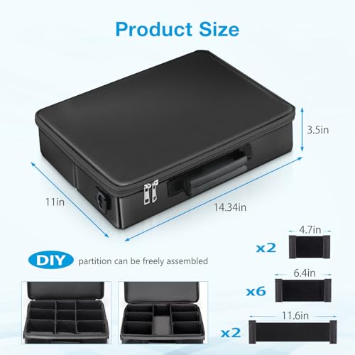 UTRBATT Portable Tool Battery Hard Carrying Case fits for Dewalt/Milwaukee/Makita/Ryobi 12V/18V/20V Battery & Charger,Power Tool Box Storage Bag With Adjustable Dividers (Bag-Only)-Black