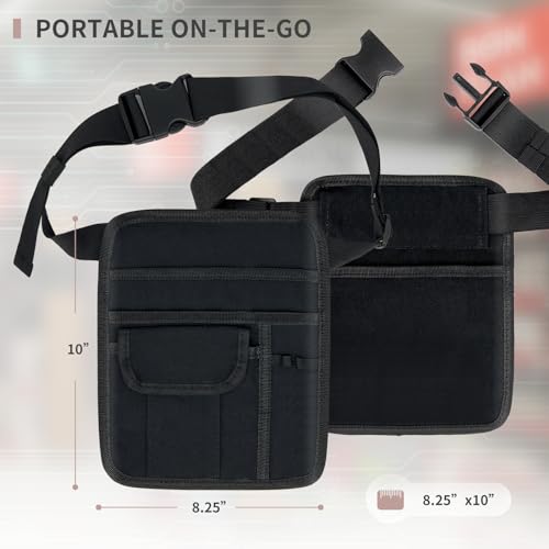 MELINON Restaurant Waiter Waist Money Pouch Bag, Serving Apron, Check Holder with Multiple Pockets, Adjustable Belt for Waitress