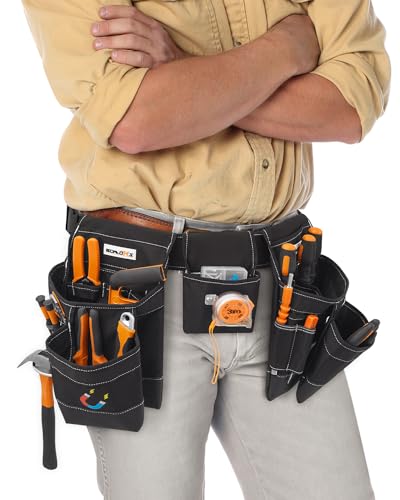36 Pocket Tool Belts with Magnetic and Quick Release Buckle,Heavy Duty Detachable & Adjustable Utility Belt,Work Apron for Men and Women,for Electrician,Carpenter,Construction Tool Bag,Gifts