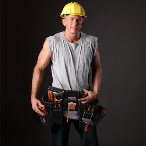 36 Pocket Tool Belts with Magnetic and Quick Release Buckle,Heavy Duty Detachable & Adjustable Utility Belt,Work Apron for Men and Women,for Electrician,Carpenter,Construction Tool Bag,Gifts