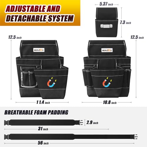 36 Pocket Tool Belts with Magnetic and Quick Release Buckle,Heavy Duty Detachable & Adjustable Utility Belt,Work Apron for Men and Women,for Electrician,Carpenter,Construction Tool Bag,Gifts