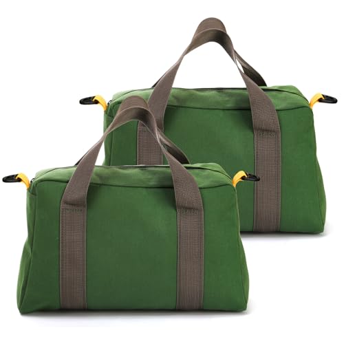 WRINGKIT 2 Pack Wide Mouth Tool Bags, 14" Heavy Duty Tool Storage Bag with Zipper, Large Capacity Utility Tool Tote Organizer Pouch for Electricians, Carpenter, Mechanic