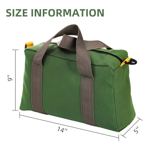 WRINGKIT 2 Pack Wide Mouth Tool Bags, 14" Heavy Duty Tool Storage Bag with Zipper, Large Capacity Utility Tool Tote Organizer Pouch for Electricians, Carpenter, Mechanic