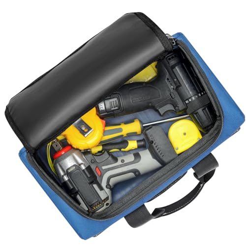 WINHUNT Small Tool Bag, Waterproof Tool Bag Organizer 1680D Tool Bags for Men Heavy Duty, with Multi-Pockets for Electricians, Blue