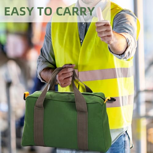 WRINGKIT 2 Pack Wide Mouth Tool Bags, 14" Heavy Duty Tool Storage Bag with Zipper, Large Capacity Utility Tool Tote Organizer Pouch for Electricians, Carpenter, Mechanic