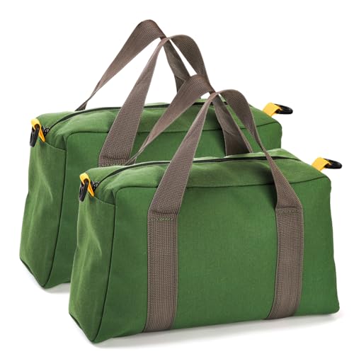 WRINGKIT 2 Pack Wide Mouth Tool Bags, 14" Heavy Duty Tool Storage Bag with Zipper, Large Capacity Utility Tool Tote Organizer Pouch for Electricians, Carpenter, Mechanic