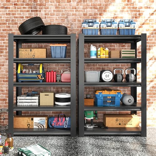 OPTYMIRA Garage Storage Shelves,Garage Shelving 2000lbs Heavy Duty Adjustable Shelves 5 Tier Metal Shelf Organizer Storage Garage Racks Shelf and Industrial Shelving for Garage Warehouse