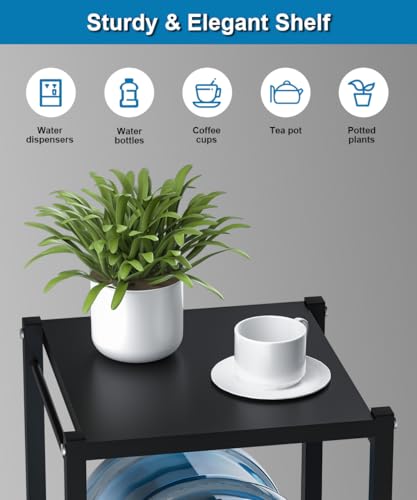 mocomax 5 Gallon Water Jug Rack, 4 Tier Detachable Water Bottle Holder With Storage Shelf, Heavy Duty Water Jug Dispenser Stand Organizer for Kitchen, Office, Home, Black