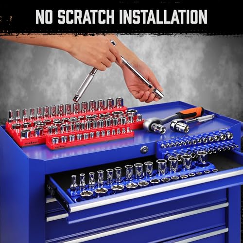 HORUSDY 8-Piece Magnetic Socket Organizer Set, Magnetic Socket Holder, 1/4", 3/8", 1/2" Socket Holds 199 Pieces Magnetic Socket Trays. (8-Piece Magnetic Socket Organizer Set)