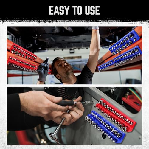 HORUSDY 8-Piece Magnetic Socket Organizer Set, Magnetic Socket Holder, 1/4", 3/8", 1/2" Socket Holds 199 Pieces Magnetic Socket Trays. (8-Piece Magnetic Socket Organizer Set)