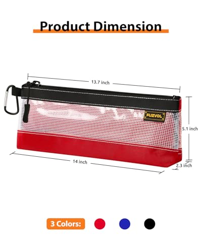 FUZVOL 3 Pack Tool Pouch Small Tool Bags 14" Zipper Pouch Multipurpose Tools Storage Organizer