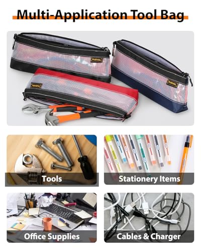 FUZVOL 3 Pack Tool Pouch Small Tool Bags 14" Zipper Pouch Multipurpose Tools Storage Organizer
