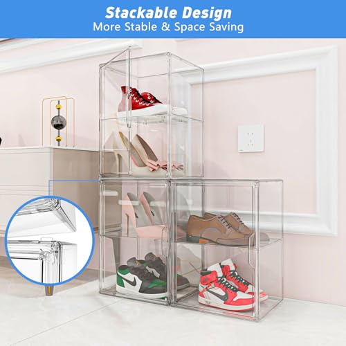 KSacry 3PCS Acrylic Display Case with Partition, Display Cases for Collectibles, Purse Storage Organizer, Clear Acrylic Display Boxes with Lid for Handbags, Shoes, Collectibles, Cosmetic and Toys