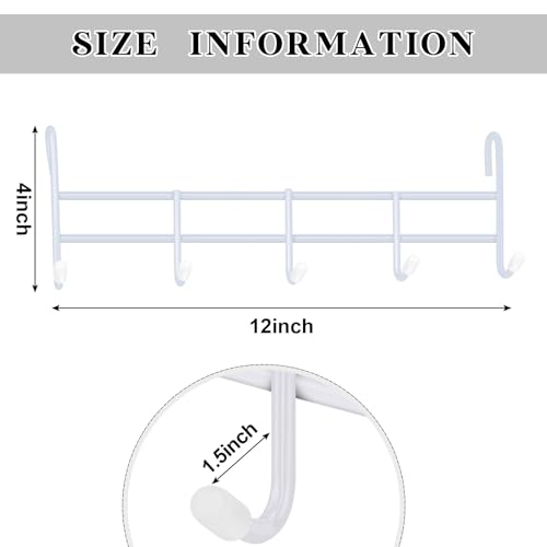 CroBlissful 2 Pcs 5 Hook Attachment for Wire Shelving 1.5 x 12 x 4 Inch Hanging Hooks Rack Wire Chrome Plated Steel Shelf Accessories Metal Hook Bars for Storage Display Organizer (White)