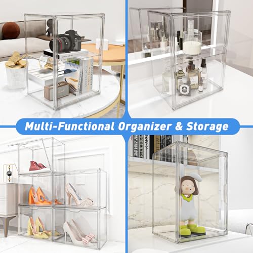 KSacry 3PCS Acrylic Display Case with Partition, Display Cases for Collectibles, Purse Storage Organizer, Clear Acrylic Display Boxes with Lid for Handbags, Shoes, Collectibles, Cosmetic and Toys