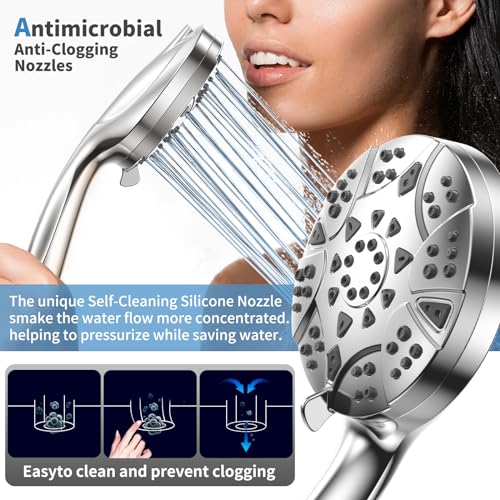 10-mode High Pressure Handheld Shower Head with Stainless Steel Hose