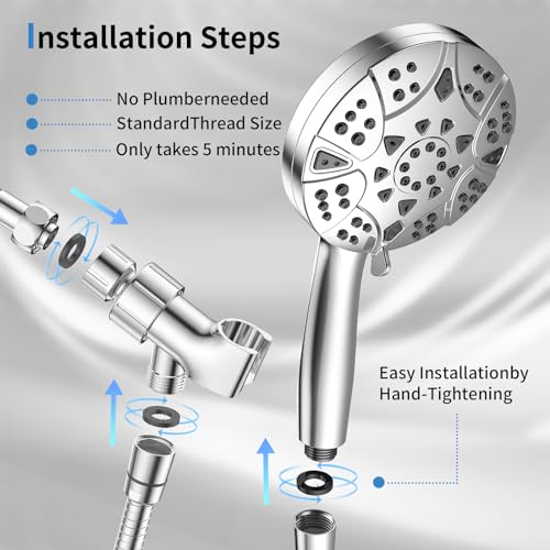 10-mode High Pressure Handheld Shower Head with Stainless Steel Hose