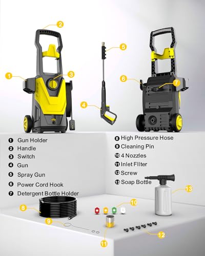 AgiiMan Electric Pressure Washer, 4200PSI Max Power