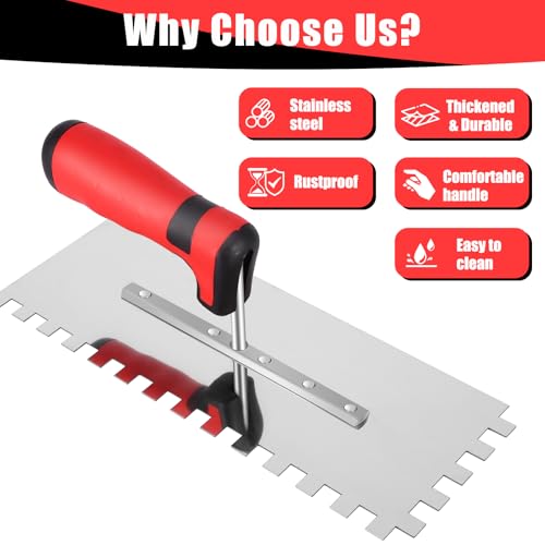 Stainless Steel Squared-Notch Concrete Trowel