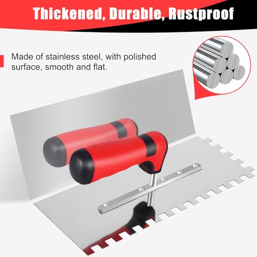 Stainless Steel Squared-Notch Concrete Trowel