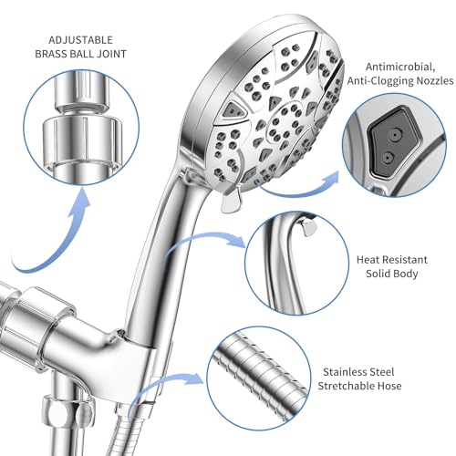 10-mode High Pressure Handheld Shower Head with Stainless Steel Hose