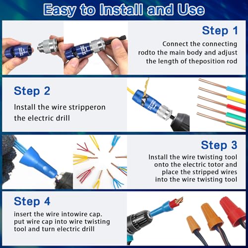 Wire Stripper and Twister Tool Set for Drills