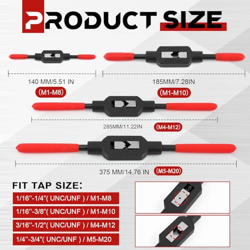 WILLBOND Adjustable Tap Wrench Handle Tool Set