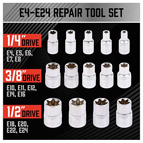 SEDY 14-Piece Premium E-TORX Socket Set - Ultimate Star Socket Set