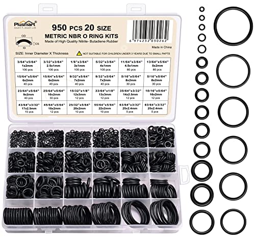 950 Piece Rubber O-Ring Assortment Kit for Tools