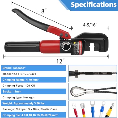 Toscoco Hydraulic Crimping Tool for Stainless Steel Cables